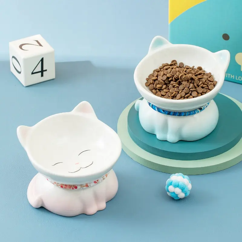 Atacado Ceramic Cat Dog Food Feeder Bowl Fabricante Fornecedor Pet Bowls Produtos Com Base de Adesivo Antiderrapante