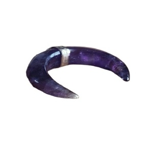 Hermoso regalo de joyería Amatista natural Cuernos lisos Forma Collar de piedras preciosas Plata de ley 92,5 18 "Largo hecho a mano - Product Image 2