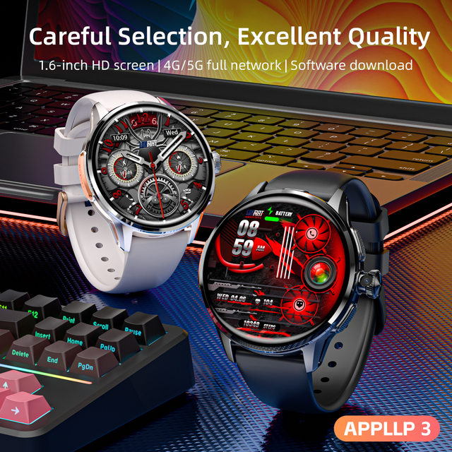 HD New Android Smart Watch 4G Round Screen 3+32GB Memory Camera WiFi GPS NFC AMOLED Video Call Watch With Sim Card Appllp  3