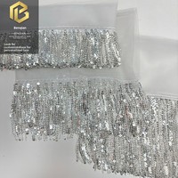 LEIXUSI Bordure en dentelle à pampilles blanches perlées, broderie soluble dans l'eau pour accessoires de costumes de danse et de vêtements