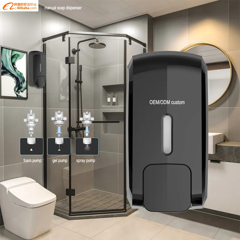 Factory Price OEM 1000ML Refillable Commercial Liquid Hand Soap Dispenser Plastic Manual Soap Dispenser wall mounted With Pump