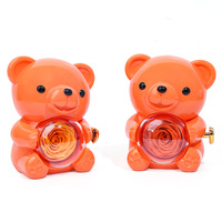 Boîte à bijoux en forme d'ours en peluche orange de qualité supérieure, best-seller, élégante, exquise, créative, rotative, avec fleurs préservées, boîte cadeau