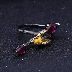 Stock Vintage Series 925 Silver Inlaid <b>Crystal</b> Rhinestone Women's Gemstone <b>Ring</b> High-End Elegant Vintage Art Style Factory - Product Image 2
