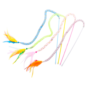 Colorful Long Tube Plastic Pole & Feather <b>Cat</b> Chew <b>Toy</b> Funny <b>Interactive</b> Movement Pet Supplies - Product Image 2