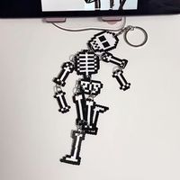 Porte-clés squelette Pixel pour couple de joueurs, amis, breloque de sac assortie, cadeau de fête d'Halloween, porte-clés à articulations mobiles