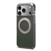 Étui de téléphone portable en cuir véritable de vachette électroplaqué anti-chute avec support et aimant pour iPhone 17 Pro Max