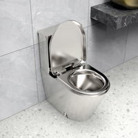 Toilette intégrée moderne en acier inoxydable 304 sur pied, durable, sans réservoir, type P, 350 mm, vente en gros personnalisée