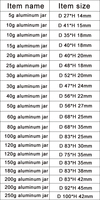 Aluminiumdosen mit Schraubverschluss für Hautpflegecremes, Niedriger MOQ, 10g 15g 20g 30g 40g 50g 60g 80g 100g 120g 150g 200g 250g