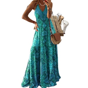 knee length dresses for ladies Boho Hippie Floral Printed Midi Dress – Buddhatrends main image 1