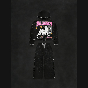 Ensemble Jogging Unisexe Tricoté Respirant Brodé Imprimé Style Décontracté Chic d'Été – Hoodie Oversize et Pantalon Personnalisable - Product Image 4