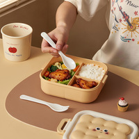 Boîte à lunch mignonne à motif de dessin animé, boîte de pique-nique élégante pour le bureau, avec compartiment à fruits, en plastique, compatible micro-ondes