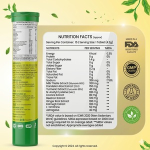 Comprimés effervescents de fibres alimentaires pour la détoxification du foie, soutien digestif et soulagement des ballonnements avec extraits d'herbes, saveur menthe-citron (OEM) - Product Image 4