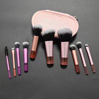 Zehn-Teiliges Reise-Mini-Gesichtspinsel-Set mit Tasche Foundation Lidschatten Puder Rouge Kontur Concealer Kit für Anfänger