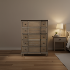 Cómoda Baudouin de Roble Envejecido con 11 Cajones, Mueble Rústico para Dormitorio, Madera Maciza, Independiente - Product Image 2