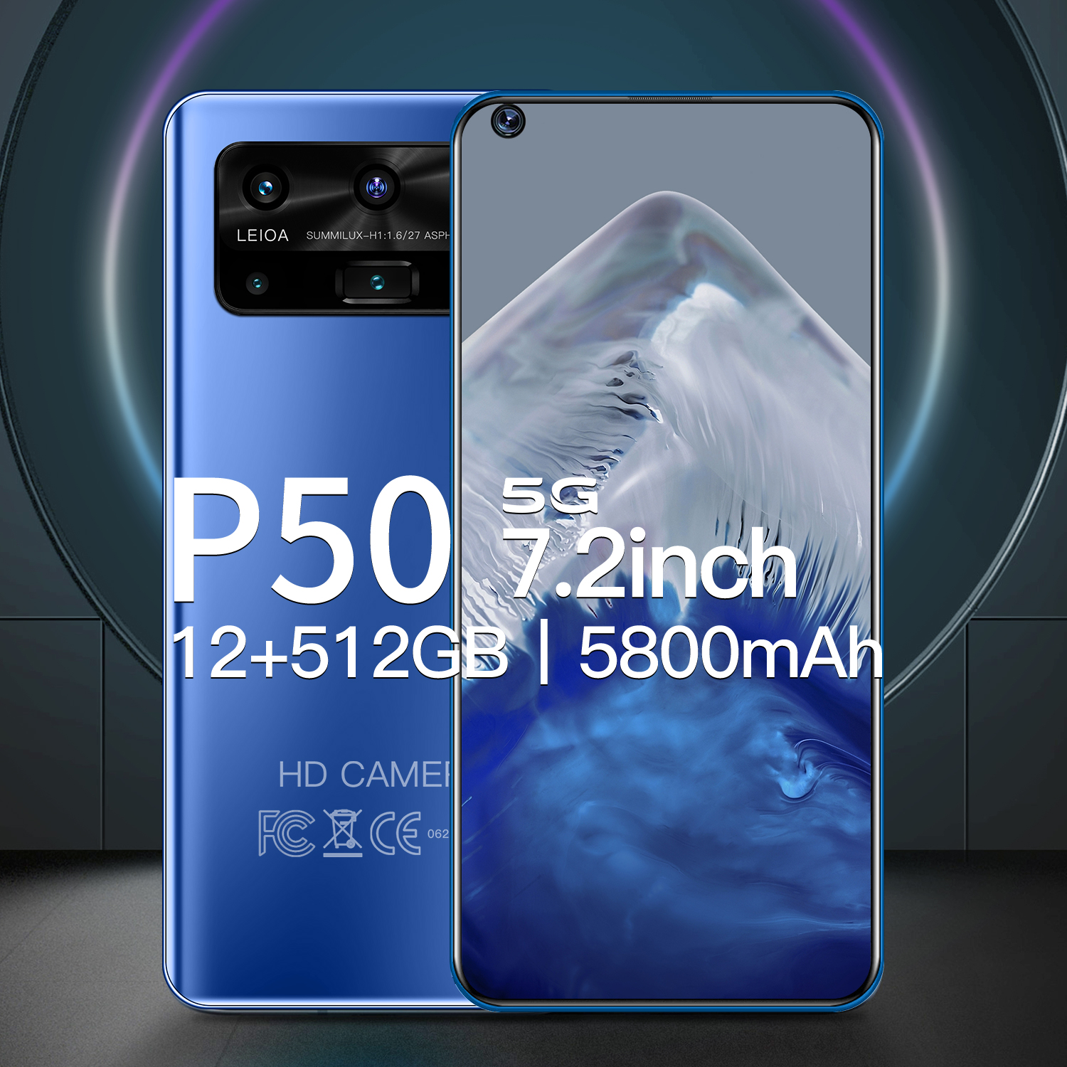 7.2 Big screen Android Smart Phone Mtk6989 Unlocked 5g p50 512GB Rom Large Battery mobile phones