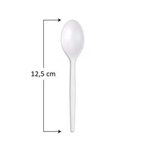 500 Cucharas desechables de plástico reutilizables 12,5 cm de longitud Cubiertos blancos - Product Image 2