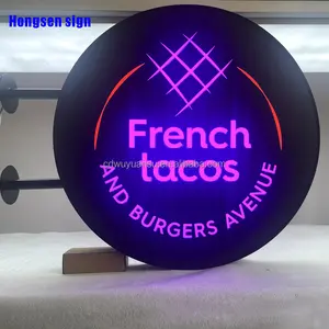 Hongsen Sign Round Outdoor Acrylic Steel Light Box Sign 3D LED Advertising Light Box shop sign