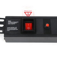 PDU 19'' 1U 6 voies à montage en rack avec coque en alliage d'aluminium OEM, prises françaises, interrupteur et protection contre les surcharges