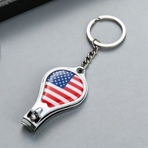 USA Emaille Nationalflagge Bedruckter Team-Logo-Muster Nagelknipser Schlüsselanhänger Tragbarer Edelstahl-Nagelschneider - Product Image 1