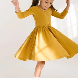 Wholesale Baby Clothes 95%Bamboo Viscose 5%Spandex Toddler Girl Casual Dresses