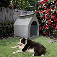 Hundehütte, 2-in-1 Große Hundehütte für Drinnen und Draußen, Wetterfest, Erhöhtes Hundebett für Draußen, Hundezelt mit Sonnenschutz