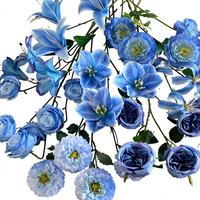 Hydrangées bleues artificielles style ciel et mer, toucher soyeux, pour allée de mariage