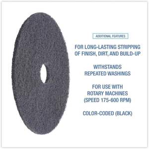 Boardwalk 4020HIP High-Performance Commercial <b>Floor</b> Pads 20\" Dia Black 5/Carton-Standard for <b>Cleaning</b> - Product Image 4