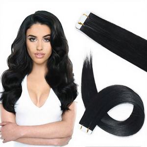 Extensions de cheveux synthétiques longs et lisses pour femmes, adhésives, en PU, sans couture, avec fil résistant à la chaleur, style européen et américain - Product Image 4