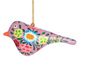 Compre un hermoso juego de alta calidad de 03 Kashmiri Paper Mache Hanging Christmas Birds para la decoración del hogar Art Deco - Product Image 2