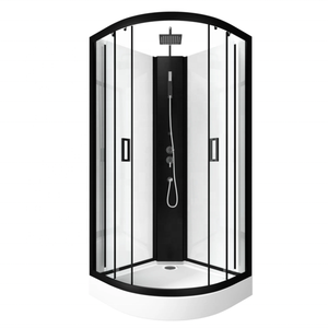 Oumeiga moderna cabina doccia scorrevole nero opaco 85*85*210cm <span class=keywords><strong>quadrante</strong></span> posto ad angolo materiale di vetro per il bagno - Product Image 1