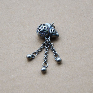 Vintage Silver Gourd Pendant With Tassel Chain For <b>Bracelet</b> Making Accessory Jinhua Origin Plated <b>Copper</b> Z085 - Product Image 3