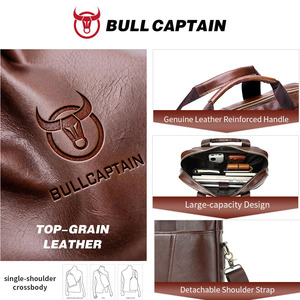 Sac pour ordinateur portable BULLCAPTAIN 15 pouces en cuir de vache véritable, style classique rétro, pour le travail et les affaires, logo personnalisé, haute qualité, portable, OEM, ODM - Product Image 3