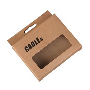 Kraft Paperboard USB <b>Cable</b> Packaging Box Portable Window Paper Box for Mobile Phone Charger Retail <b>Display</b> - Product Image 4