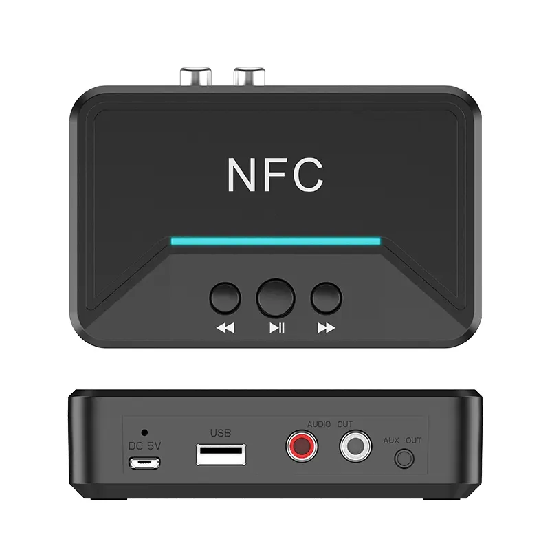 NFC Bluetooth5.0レシーバーA2DPAUX 3.5mmRCAジャックUSBスマート再生ステレオオーディオワイヤレスアダプターカーキットスピーカーBT200用