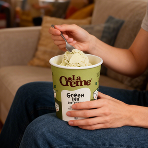 Tazón de papel para helado al por mayor, personalizado, apto para uso alimentario, de 2oz, 3oz, 4oz, 5oz, con tapa plana ventilada para heladerías - Product Image 3