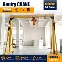 Prix bas 1T Petite mini grue à portique portable avec palan télécommandé