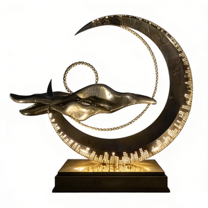 Sculpture personnalisée en acier inoxydable 316L LED en forme <span class=keywords><strong>de</strong></span> <span class=keywords><strong>croissant</strong></span> <span class=keywords><strong>de</strong></span> <span class=keywords><strong>lune</strong></span> - Art métallique lumineux Ciel et Baleine pour la décoration municipale - Product Image 5