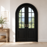 DEMEA Portes intérieures en bois massif de style français à double vitrage arqué de haute qualité, insonorisées, pour les halls, les salons, les appartements