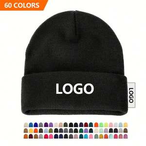 Venta al por Mayor de Fábrica, Gorros de Punto de Invierno con Logotipo Personalizado Bordado, 60 Colores Disponibles - Product Image 1