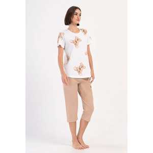 Traje de dormir capri ovalado de manga corta con cuello redondo para mujer - Product Image 2