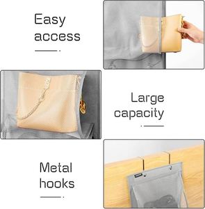 Organisateur de sacs à main suspendu sur la porte avec 5 poches faciles d'accès pour ranger serviettes, foulards et parapluies - Product Image 4
