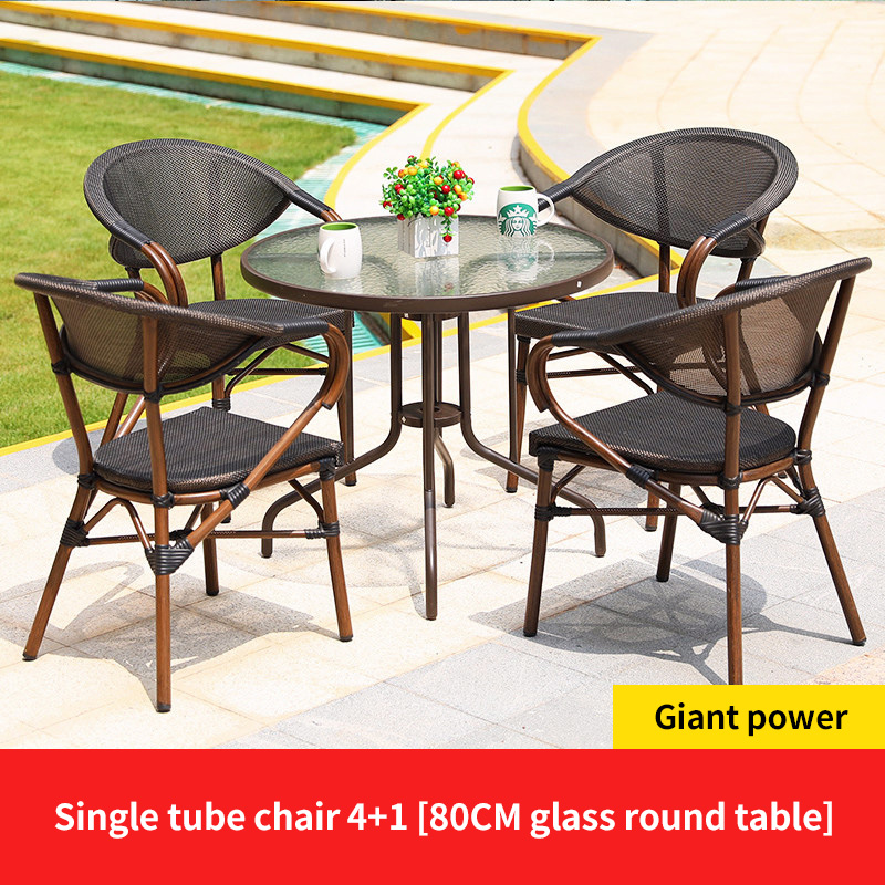 Sedia 4 Teslin 1 piano tavolo rotondo in vetro moiré D80cm