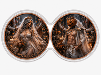 Pièce de monnaie d'Halloween en cuivre pur 1 oz, motif jumeaux gémellés, Reine et Roi Citrouille, médaille de collection de défi connectée imprimée en 2D