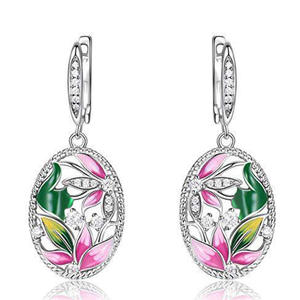 Orecchini pendenti con fiore in oro bianco per donna, placcati in argento, con strass di cristallo, gioielli romantici per feste, orecchini pendenti alla moda - Product Image 3