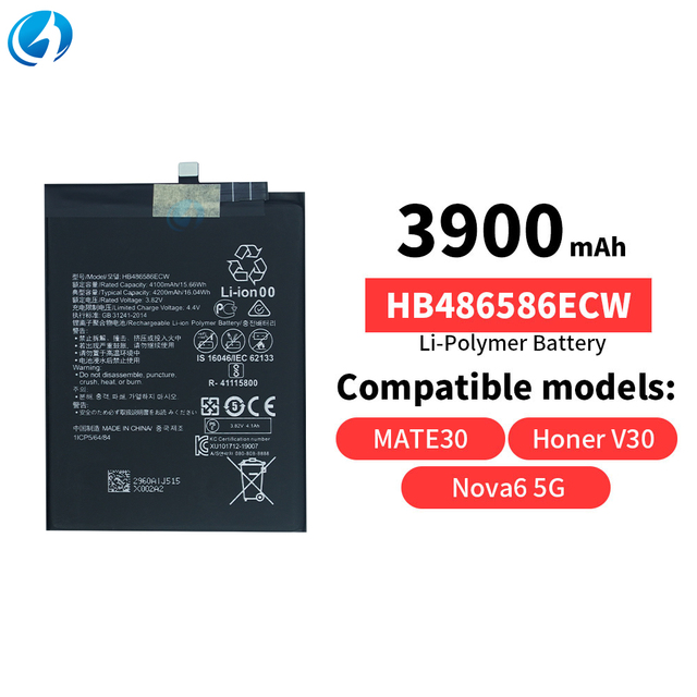 OEM High Capacity Mobile Phone Battery HB486486ECW for Huawei P30 Pro Mate 20 Pro