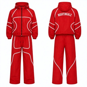 Hot Selling Nylon Sweat Suit Zip up <b>Jacket</b> Casual Lightweight <b>Patchwork</b> Nylon Reflective Windbreaker Streetwear Tracksuit - Product Image 1