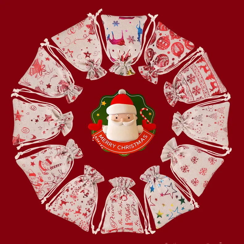 Weihnachten Santa Sack Kinder Geschenk Lagerung Kordel zug Tasche Weihnachten Jute Sack