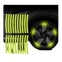 20 autocollants réfléchissants réutilisables en polyester/PVC pour jantes de voiture, bandes décoratives, avertissement de sécurité nocturne, anti-rayures, logo, garantie 1 an