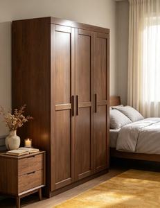 Modern Wooden <b>Wardrobe</b> with Shaker Doors Hinged Solid Wood Construction Freestanding Bedroom Storage Cabinet <b>Large</b> Capacity - Product Image 4