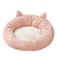Lit pour animaux de compagnie de luxe en velours vert, style grenouille, confortable et chaud, maison-caverne pour chat, nid pour chien, toutes saisons, motif uni, vente en gros d'usine, emballage carton